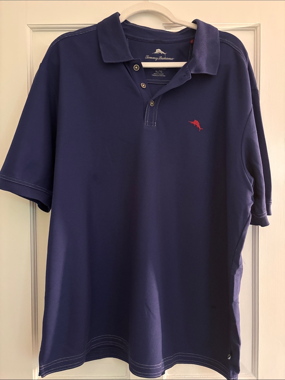 Tommy Bahama Navy Polo with Red Marlin Logo